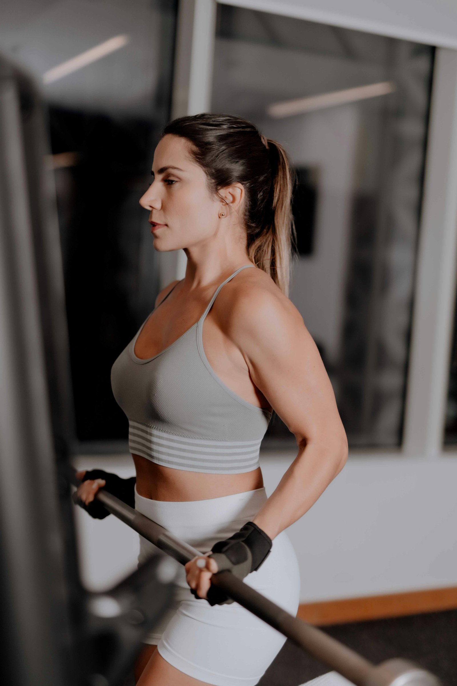 Woman training with barbell