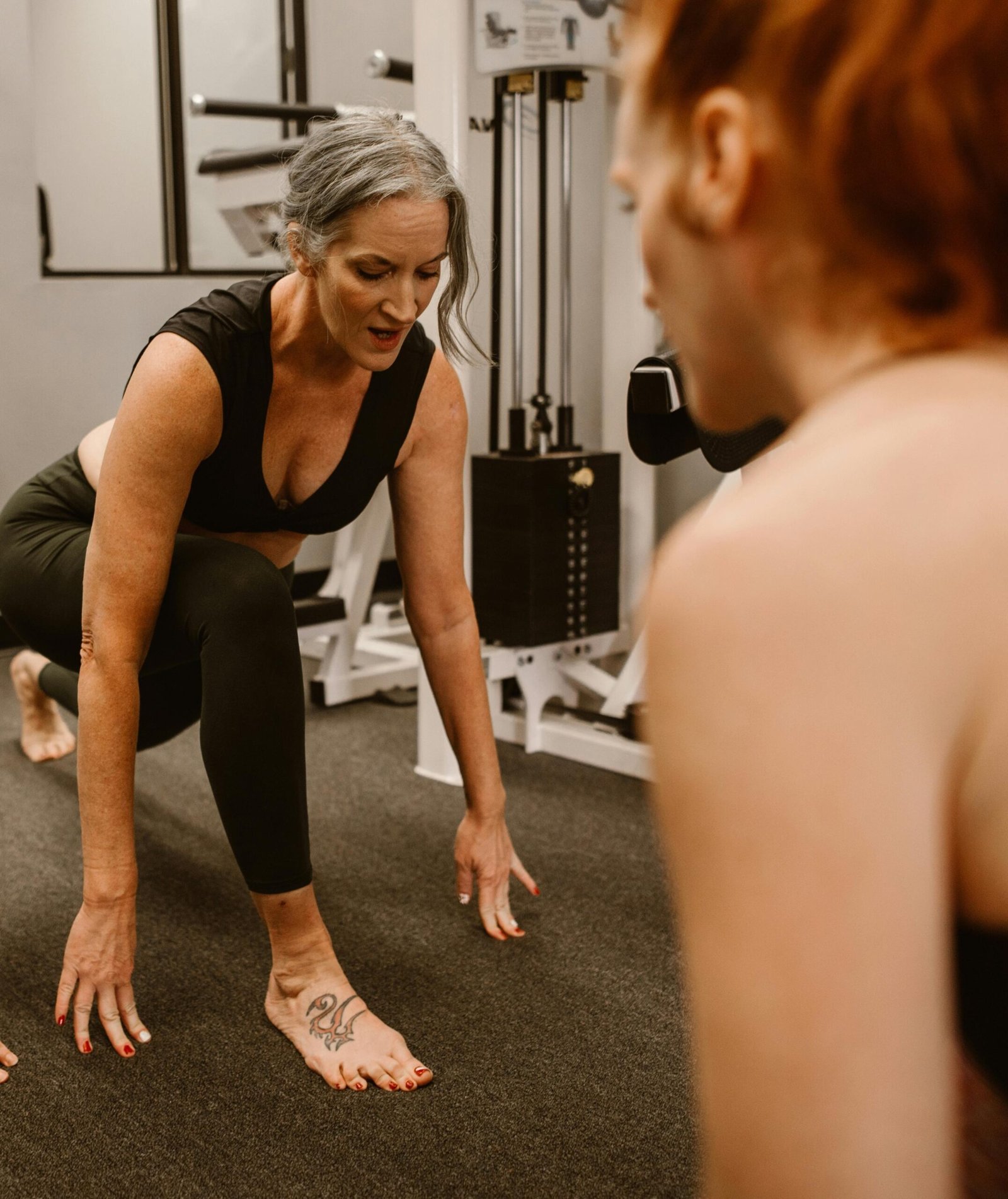 Two women training